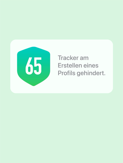 Ein Badge zeigt an, wie viele Tracker daran gehindert wurden, ein Profil von dir zu erstellen.