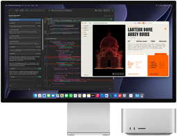 Studio&nbsp;Display&nbsp;XDR, η οθόνη εμφανίζει ένα έγγραφο υπό επεξεργασία στο Claude&nbsp;Agent στο XCode, Mac&nbsp;Studio, μπροστινή όψη
