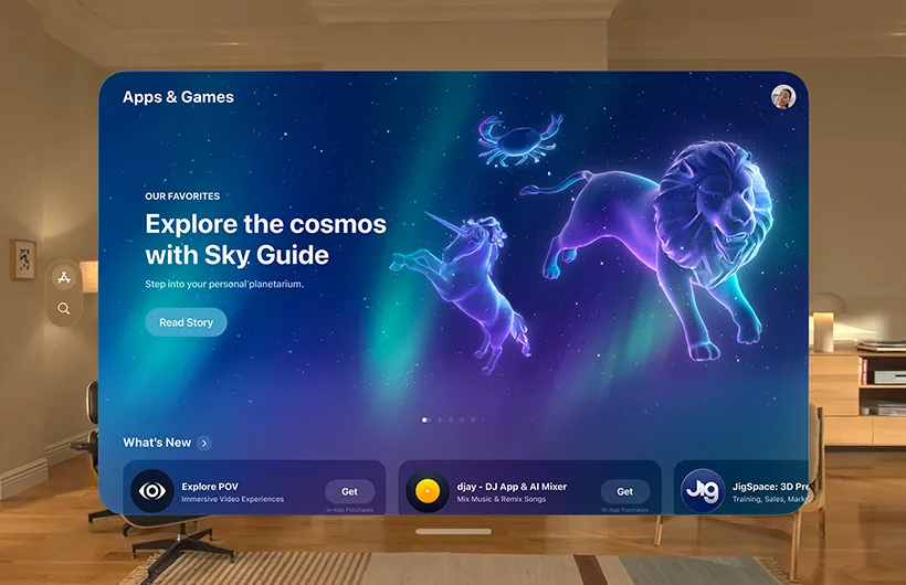 App Store interface shown in Apple Vision Pro