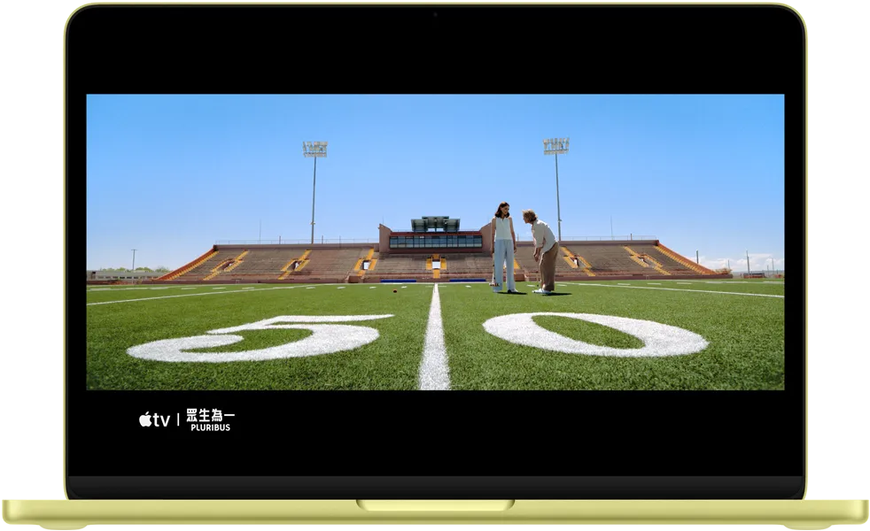 MacBook Neo, citrus color, scene from Pluribus show onscreen