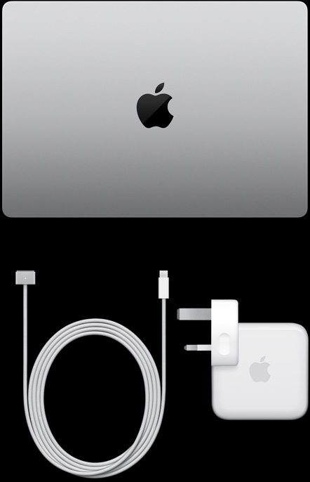 14 吋 MacBook Pro，USB-C 至 MagSafe 3 連接線和電源轉換器
