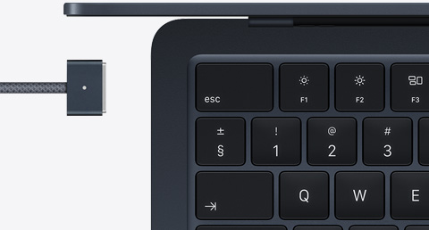 MacBook Air in Midnight color with color-matched MagSafe cable