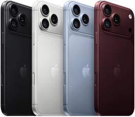 Modele iPhone 18 Pro aliniate, exterior spate, toate cele patru culori: Negru, Ghețar, Argintiu, Roșu burgund, sistem de camere Pro Fusion în colțul din stânga sus, 3 obiective, microfon, bliț
