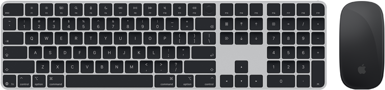Vedere de sus a tastaturii Magic Keyboard cu Touch ID și Magic Mouse