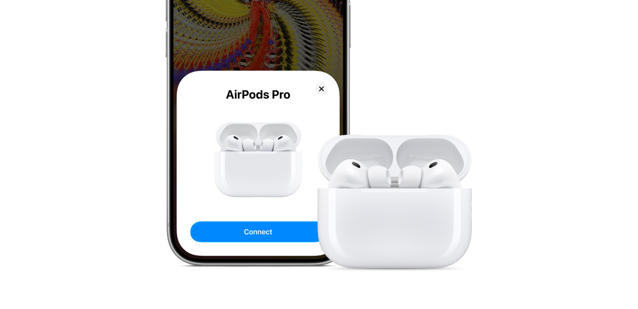 iPhone 17 Pro, Connectivity feature on screen, AirPods Pro 3 and MagSafe Charging Case (USB-C)
