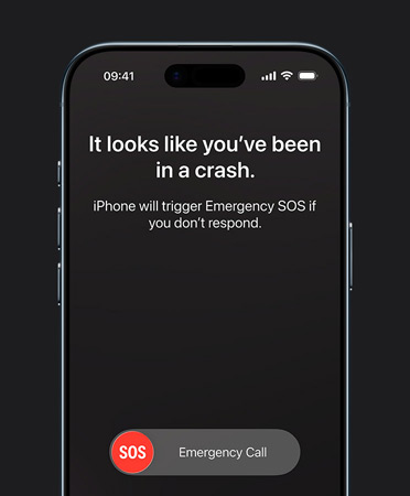 iPhone Air, front exterior, Crash Detection feature in use