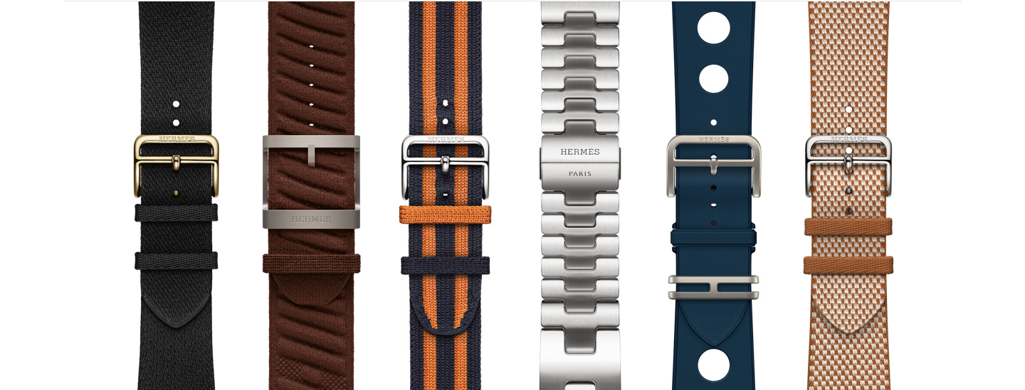 Sei cinturini Apple Watch Hermès in stili e colori diversi