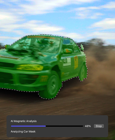 Car video edit showing Magnetic Mask separating car from background