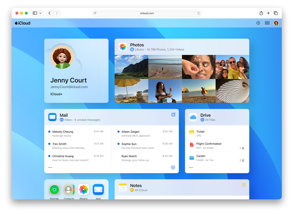 Display mit iCloud.com