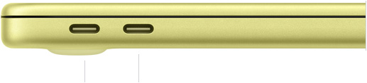 MacBook Neo, 13-инчов с A18 Pro, затворен, лява страна, показани са USB 3 (USB‑C) порт и USB 2 (USB‑C)