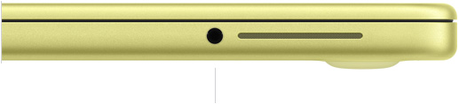MacBook Neo, 13-инчов с A18 Pro, затворен, дясна страна, показан e 3,5 мм жак за слушалки